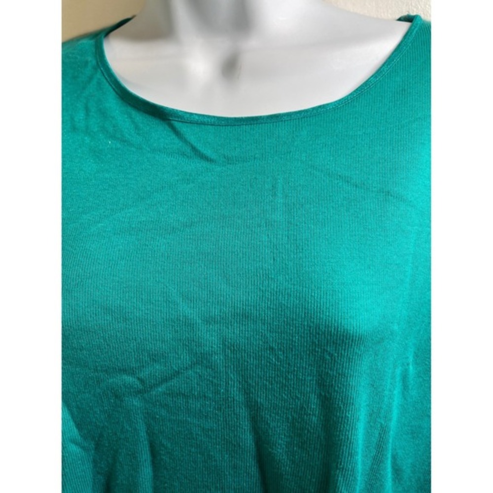 Teal Green Knit Top Plus Size 1X Short Sleeve Casual comfy southwestern - Picture 2 of 6